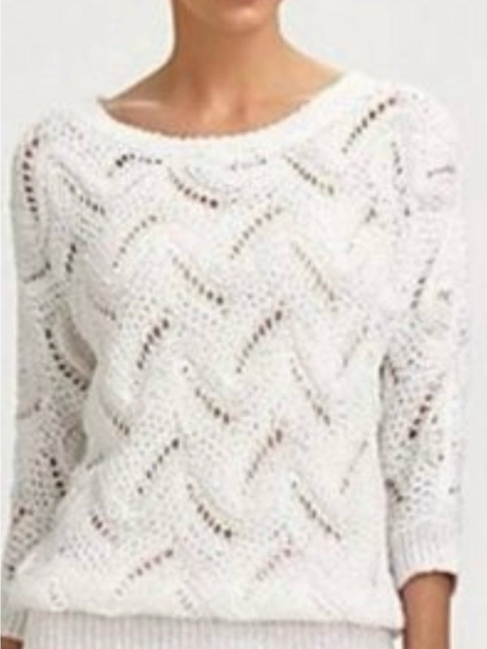 Lilly Pulitzer Larissa White Open Stitch Crochet Dolman Tunic Sweater M/L